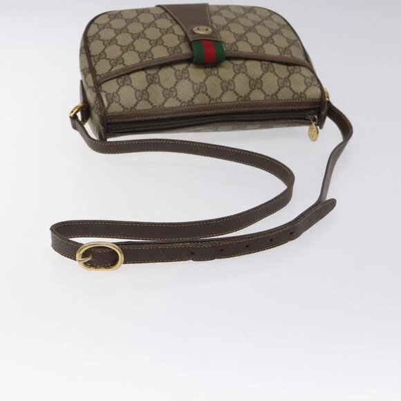 GUCCI GG Supreme Web Sherry Line Bag PVC Beige Gold 89 02 032 Auth th5867 - Picture 8 of 16